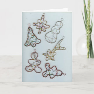 Beaded Wire Christmas Ornaments Holiday Card
