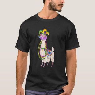 Beads Amp Mask Mardi Gras Llama For Men Women T-Shirt