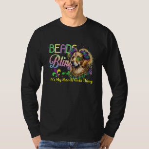 Beads Bling Golden Retriever Mardi Gras Carnival M T-Shirt