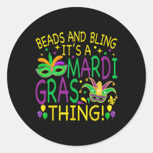 Beads Bling Mardi Gras Thing Carnival Party Men Wo Classic Round Sticker