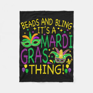 Beads Bling Mardi Gras Thing Carnival Party Men Wo Fleece Blanket
