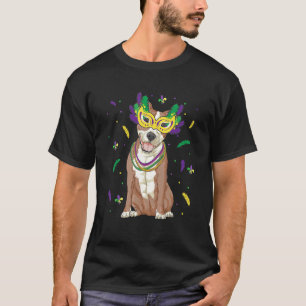 Beads & Mask Pitbull Mardi Gras Pit Bull Dog Mum D T-Shirt