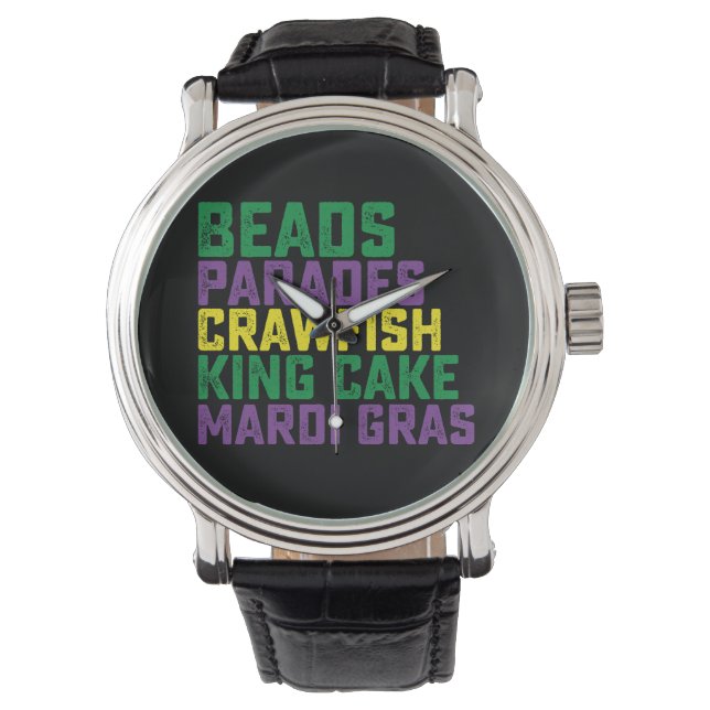 Beads Parades Crawfish King Cake Mardi Gras Watch (Front)