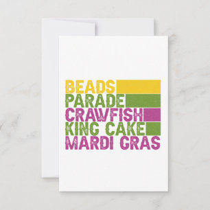 Beads Parades King Cake Crawfish Mardi Gras Gift  Thank You Card