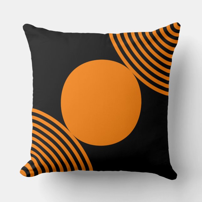 Beads Pattern In Black And Orange Throw Pillow (Front)