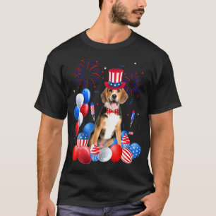 Beagle 4th Of July Balloons American Flag Dog T-Shirt