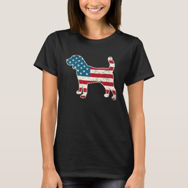 Beagle 4th of July Dog  Men Women USA American Fla T-Shirt (Front)