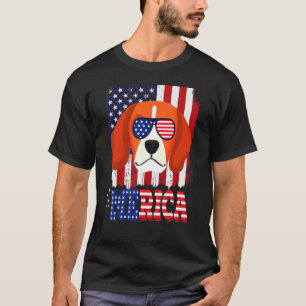 Beagle 4th Of July Merica Usa Flag T-Shirt
