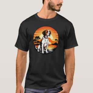 Beagle Against a Vintage Sunset Retro T-Shirt