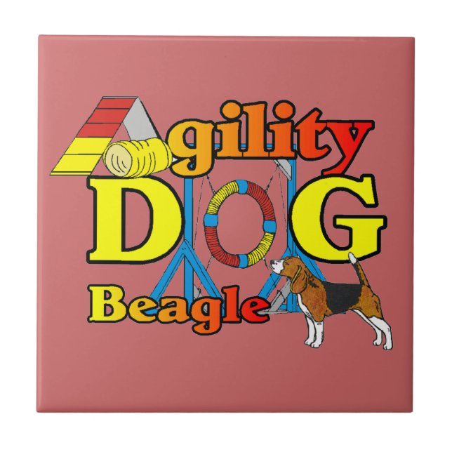 Beagle Agility Gifts Tile (Front)