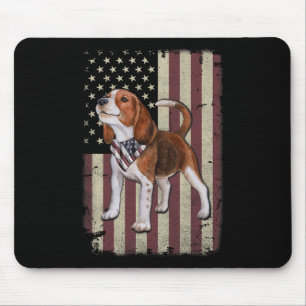 Beagle American Flag Bandanna Patriotic 4th Of Jul Mouse Mat