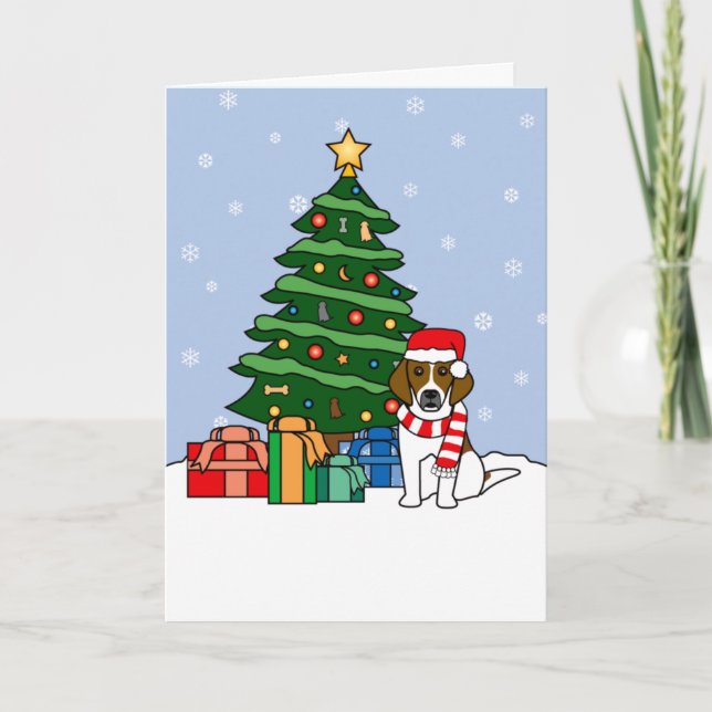 Beagle and Christmas Tree Holiday Card (Front)