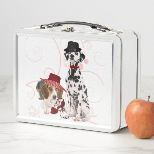 Beagle and Dalmatian Dressed for the Dog Mum Metal Lunch Box