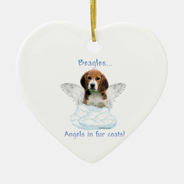 Beagle Angel  Ceramic Tree Decoration (Front)