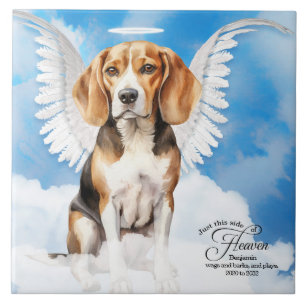 Beagle Angel Dog Personalized Pet Memorial Tile