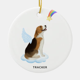 Beagle Angel Personalised Pet Dog Memorial Ceramic Tree Decoration