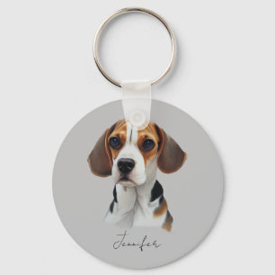 Beagle art custom key ring