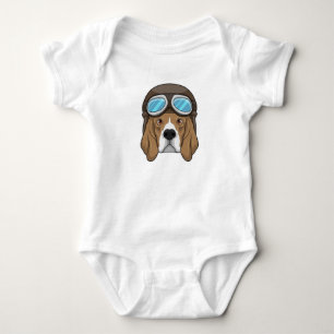 Beagle as Pilot with Pilot hat Baby Bodysuit