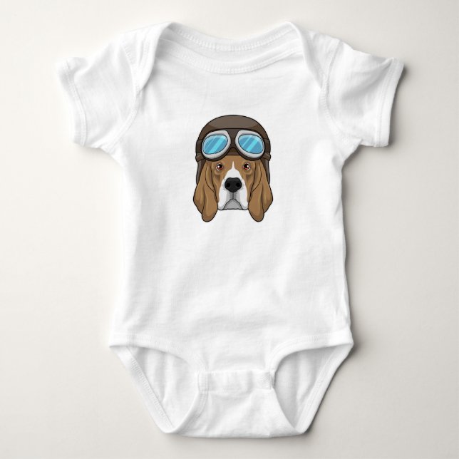 Beagle as Pilot with Pilot hat Baby Bodysuit (Front)