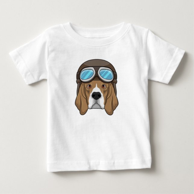 Beagle as Pilot with Pilot hat Baby T-Shirt (Front)