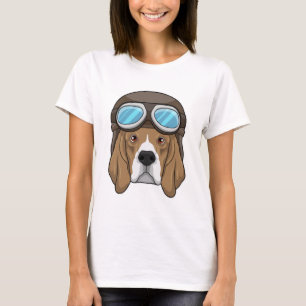 Beagle as Pilot with Pilot hat T-Shirt