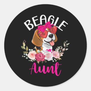 Beagle Aunt Floral Valentine Design Dog Lover Aunt Classic Round Sticker