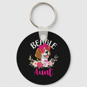 Beagle Aunt Floral Valentine Design Dog Lover Aunt Key Ring