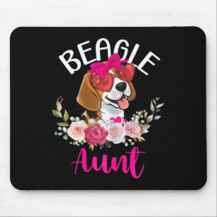 Beagle Aunt Floral Valentine Design Dog Lover Aunt Mouse Mat