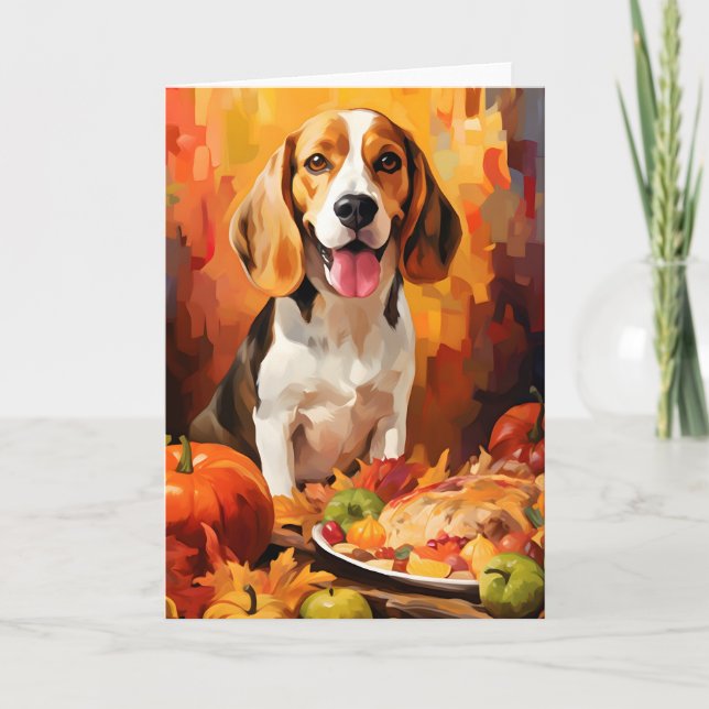 Beagle Autumn Thanksgiving  Card (Front)