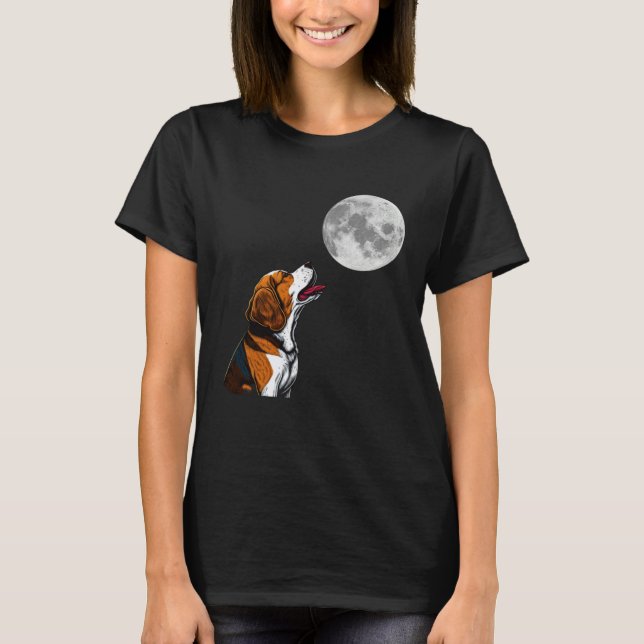Beagle  Beagle Howling At The Moon  Beagle T-Shirt (Front)
