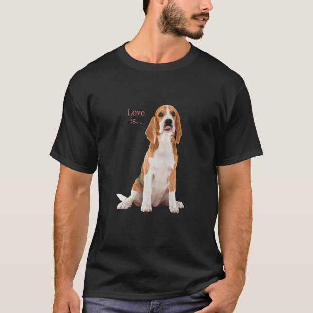 Beagle  Beagles Love Is Dog Mum Dad Puppy Pet Cute T-Shirt (Front)