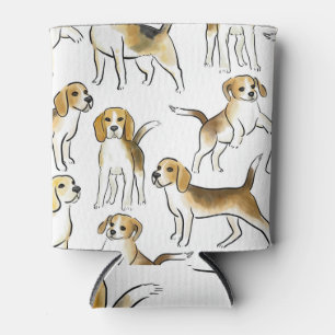 Beagle Beauty: Watercolor Dog Pattern Can Cooler