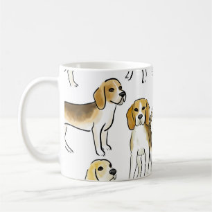 Beagle Beauty: Watercolor Dog Pattern Coffee Mug