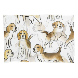 Beagle Beauty: Watercolor Dog Pattern Pillowcase