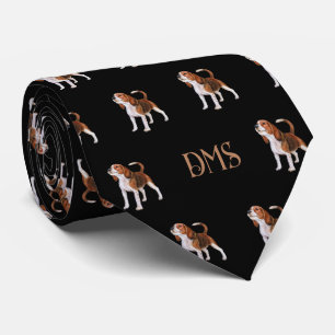 Beagle Bliss: Monogrammed Beagle Pattern Black Tie