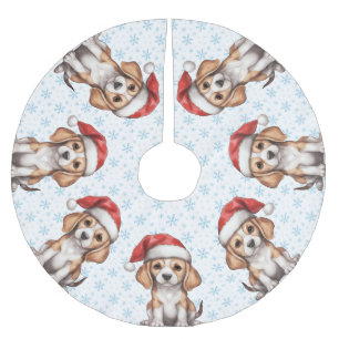 Beagle Blue Snowflake  Brushed Polyester Tree Skirt