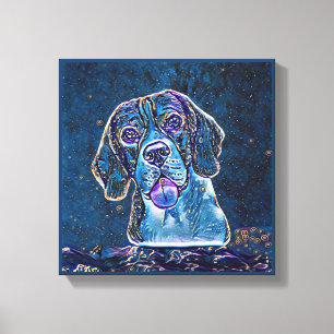 Beagle Blue Starry Night Painting Style Canvas Print