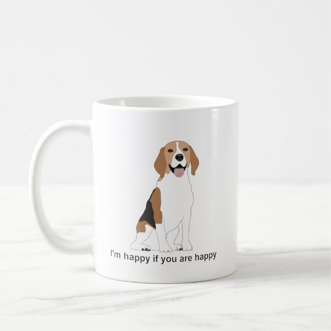 Beagle breed dog with open mouth coffee mug (Left)