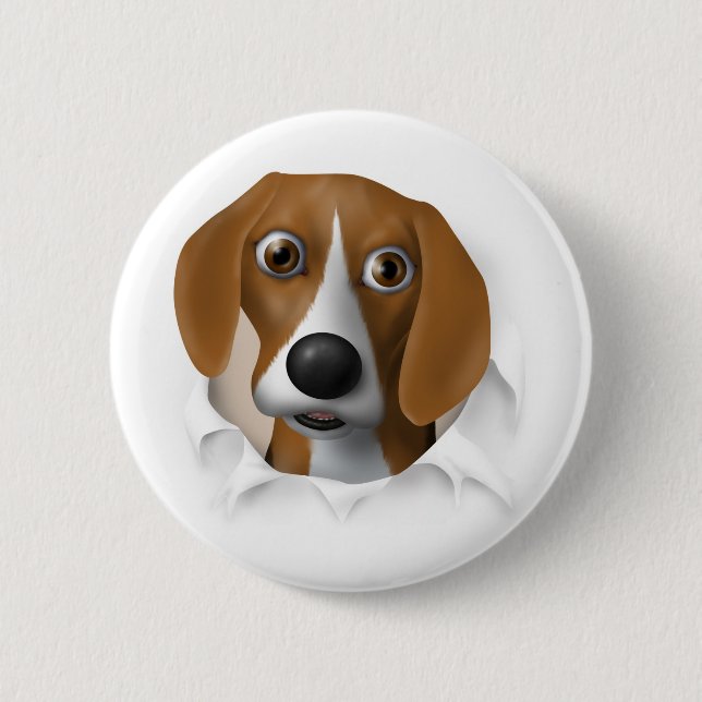 Beagle Busting Out 6 Cm Round Badge (Front)