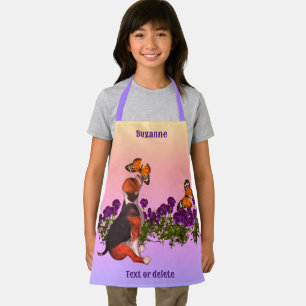 Beagle Butterflies Flowers Animal Personalised Apron