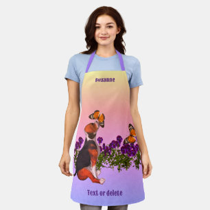 Beagle Butterflies Flowers Animal Personalised Apron