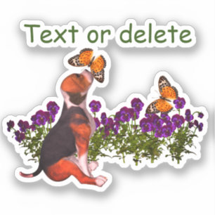 Beagle Butterflies Pansies Cute Personalised