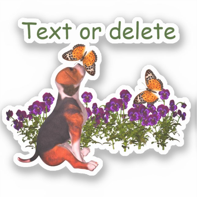 Beagle Butterflies Pansies Cute Personalised  (Front)