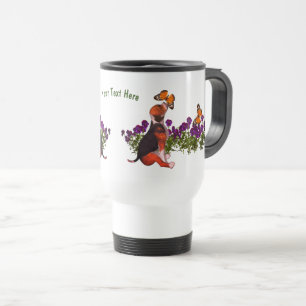 Beagle Butterflies Pansies Cute Personalised  Travel Mug