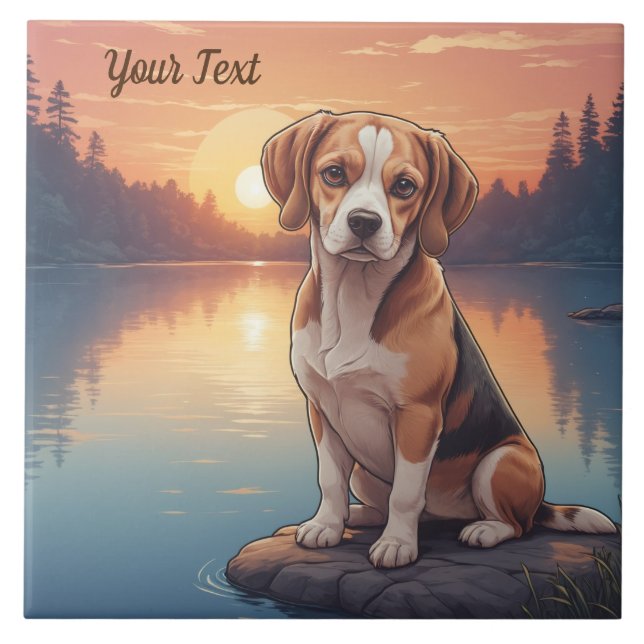 Beagle by Lake Tile (Front)