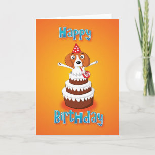 beagle - cake - happy birthday card