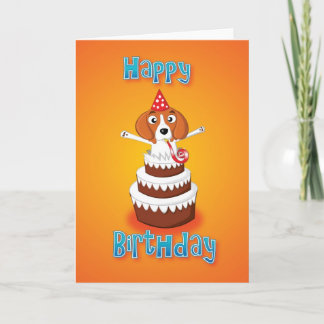 beagle - cake - happy birthday card