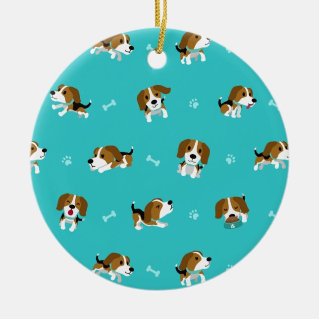 Beagle Cartoon Ceramic Tree Decoration (Front)
