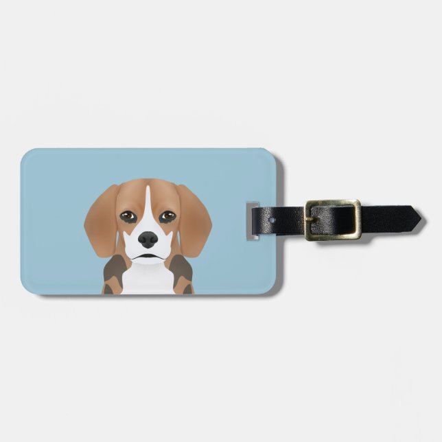 Beagle cartoon luggage tag (Front Horizontal)