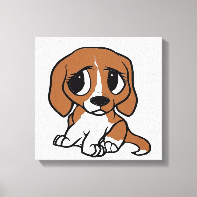 beagle cartoon red white canvas print (Front)